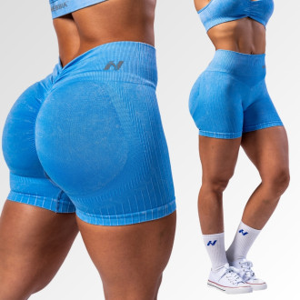 NEBBIA - Bezšvové push-up šortky s vysokým pásom TOTALLY SEAMLESS 304 (blue)