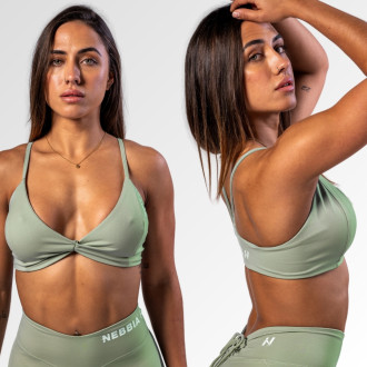NEBBIA - Športová podprsenka so strednou podporou TWIST-KNOT 423 (ligh green)