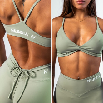 NEBBIA - Športová podprsenka so strednou podporou TWIST-KNOT 423 (ligh green)