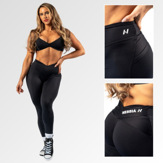 NEBBIA - Tvarujúce legíny s V-shaped pásom STRONG BEAUTY 425 (black)