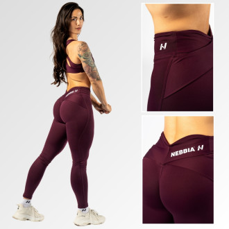 NEBBIA - Tvarujúce legíny s V-shaped pásom STRONG BEAUTY 425 (dark red)