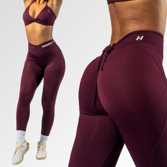 NEBBIA - Tvarujúce legíny so šnurovaním OWN YOUR POWER 426 (dark red)