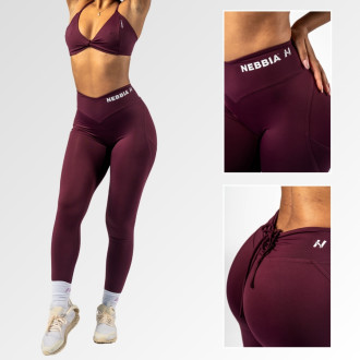 NEBBIA - Tvarujúce legíny so šnurovaním OWN YOUR POWER 426 (dark red)
