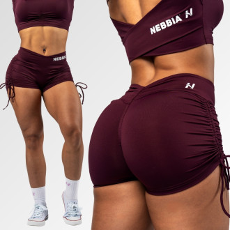 NEBBIA  - Push-up šortky so šnurovaním OWN YOUR POWER 429 (dark red)