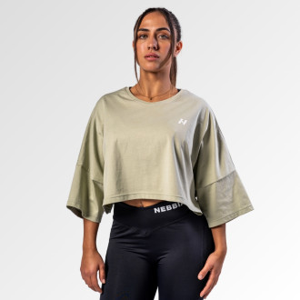 NEBBIA  - Oversized crop tričko JUST FLOW 431 (light green)