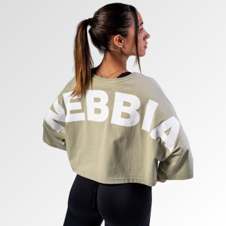 NEBBIA  - Oversized crop tričko JUST FLOW 431 (light green)