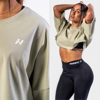 NEBBIA  - Oversized crop tričko JUST FLOW 431 (light green)