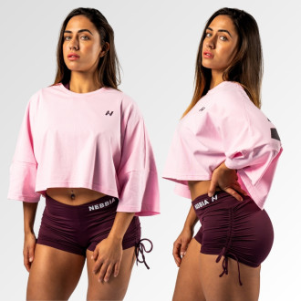 NEBBIA  - Oversized crop tričko JUST FLOW 431 (pink)