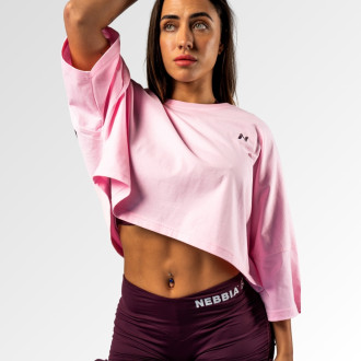 NEBBIA  - Oversized crop tričko JUST FLOW 431 (pink)