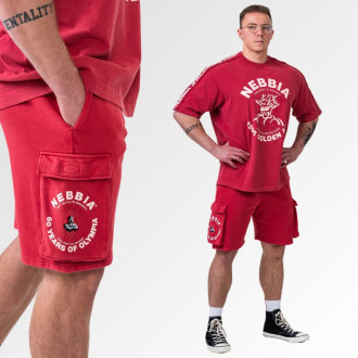 NEBBIA - Washed voľné cargo šortky LEGACY 787 (red)