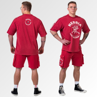 NEBBIA - Washed voľné cargo šortky LEGACY 787 (red)