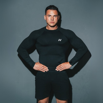 NEBBIA - Pánske funkčné tričko dlhý rukáv 328 (black)