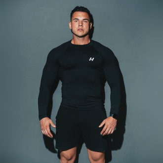NEBBIA - Pánske funkčné tričko dlhý rukáv 328 (black)