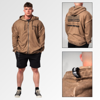 NEBBIA - Pánska fitness mikina na zips 362 (light brown)