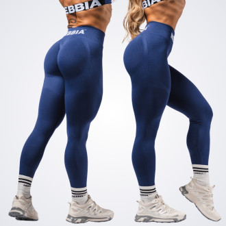 NEBBIA - Bezšvové extra push-up legíny FLOW SEAMLESS 496 (blue)