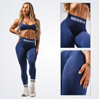 NEBBIA - Bezšvové extra push-up legíny FLOW SEAMLESS 496 (blue)