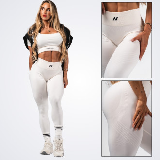 NEBBIA - Tvarujúce bezšvové maximum push-up legíny FLOW SEAMLESS 497 (cream)