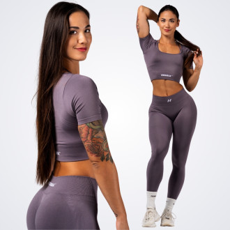 NEBBIA - Tvarujúci bezšvový crop top FLOW SEAMLESS 499 (dark grey)
