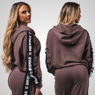 NEBBIA - Dámska športová mikina OFF-DUTY 489 (dark brown)