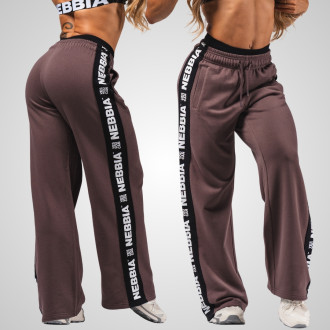 NEBBIA - Dámske športové tepláky Straight Leg URBAN 490 (dark brown)