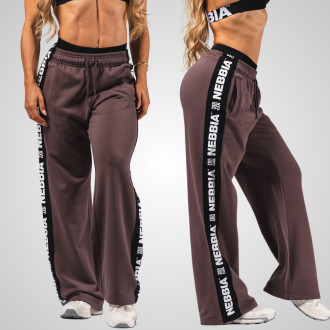 NEBBIA - Dámske športové tepláky Straight Leg URBAN 490 (dark brown)