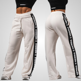 NEBBIA - Dámske fitness tepláky Straight Leg URBAN 490 (cream)
