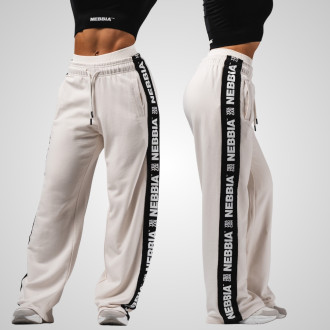 NEBBIA - Dámske fitness tepláky Straight Leg URBAN 490 (cream)