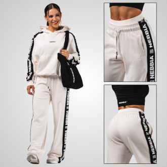 NEBBIA - Dámske fitness tepláky Straight Leg URBAN 490 (cream)