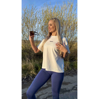 NEBBIA - Dámske fitness tričko s oversized strihom RESET 491 (cream)