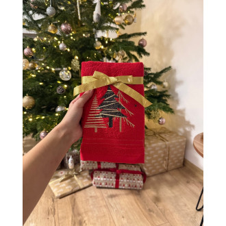Červený vianočný uterák PINES (OLXMAS01)