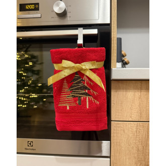 Červený vianočný uterák PINES (OLXMAS01)