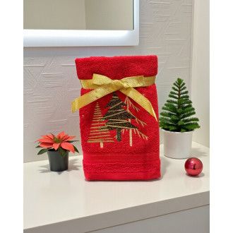 Červený vianočný uterák PINES (OLXMAS01)