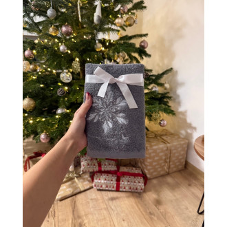 Sivý vianočný uterák SNOWFLAKE (OLXMAS04)
