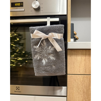 Sivý vianočný uterák SNOWFLAKE (OLXMAS04)