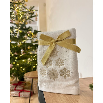 Vianočný uterák SNOW FLAKES I (bielo-zlatá) (OLXMAS14)