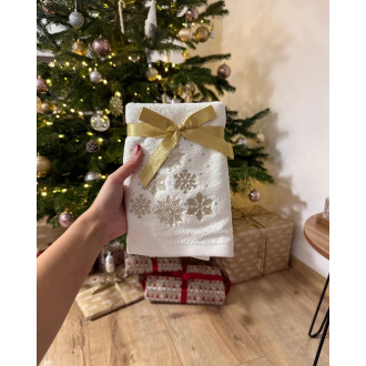 Vianočný uterák SNOW FLAKES I (bielo-zlatá) (OLXMAS14)