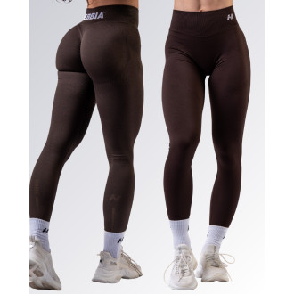 NEBBIA - High-waist push-up legíny POWER 888 (dark brown)