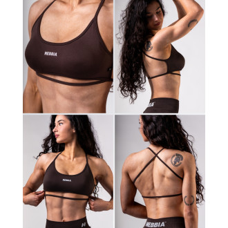 NEBBIA - Open-back športová podprsenka POWER 890 (dark brown)