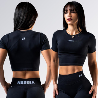 NEBBIA - Seamless crop top s krátkym rukávom POWER 891 (black)