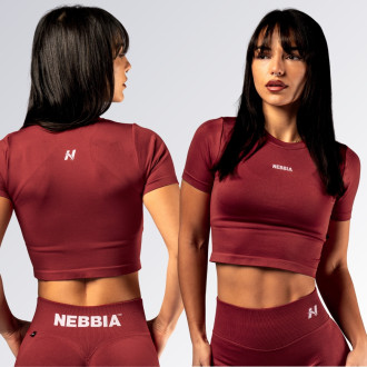 NEBBIA - Seamless crop top s krátkym rukávom POWER 891 (red)