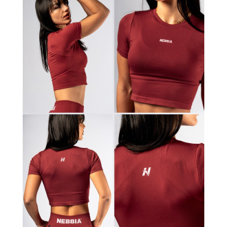NEBBIA - Seamless crop top s krátkym rukávom POWER 891 (red)