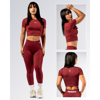 NEBBIA - Seamless crop top s krátkym rukávom POWER 891 (red)