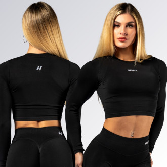 NEBBIA - Seamless crop top s dlhým rukávom POWER 892 (black)