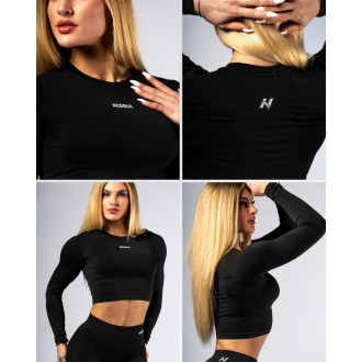 NEBBIA - Seamless crop top s dlhým rukávom POWER 892 (black)