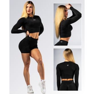 NEBBIA - Seamless crop top s dlhým rukávom POWER 892 (black)