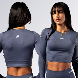 NEBBIA - Seamless crop top s dlhým rukávom POWER 892 (grey)