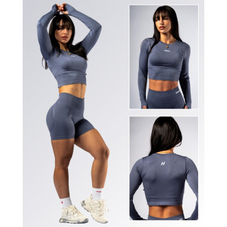NEBBIA - Seamless crop top s dlhým rukávom POWER 892 (grey)