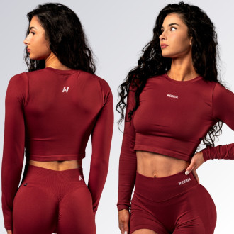 NEBBIA - Seamless crop top s dlhým rukávom POWER 892 (red)