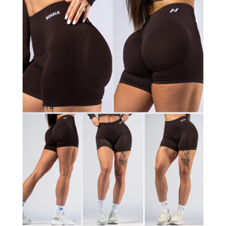 NEBBIA - High-waist push-up šortky POWER 893 (dark brown)