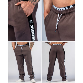NEBBIA - Pánske športové tepláky HERO 296 (brown)